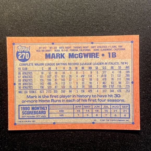 MARK McGWIRE #25 Topps card - Picture 2 of 2